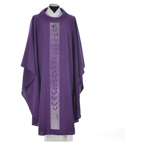 Semi-Gothic Chasuble with olive branch embroidery on orphrey in polyester 3