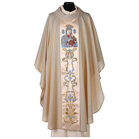Chasuble Mariale Notre-Dame du Perpétuel Secours laine et lurex