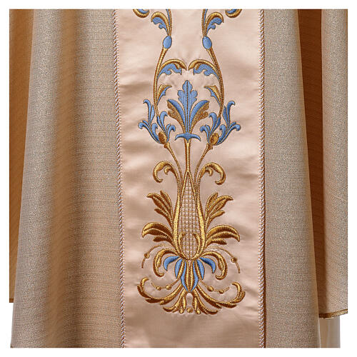 White Marian Chasuble in wool and lurex, with double twisted yarn 4