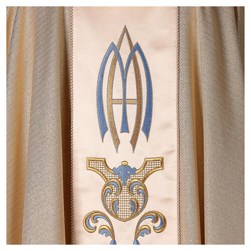 White Marian Chasuble in wool and lurex, with double twisted yarn 5