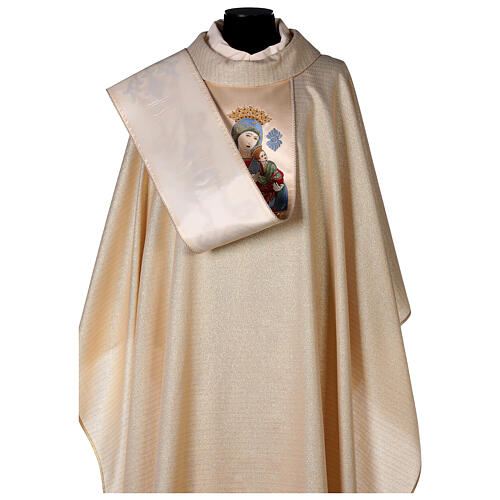 White Marian Chasuble in wool and lurex, with double twisted yarn 6