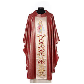 Chasuble wool and lurex, double twisted yarn, Divine Mercy