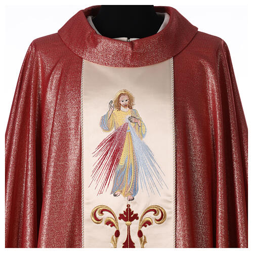 Chasuble wool and lurex, double twisted yarn, Divine Mercy 2