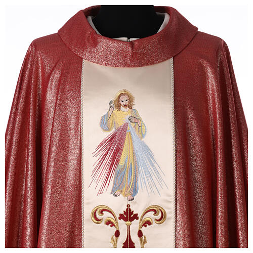 Chasuble with Divine Mercy in wool and lurex, double twisted yarn 2