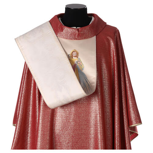 Chasuble with Divine Mercy in wool and lurex, double twisted yarn 6