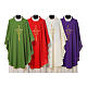 Chasuble in polyester with JHS, cross and wheat embroidery s1
