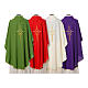 Chasuble in polyester with JHS, cross and wheat embroidery s2