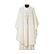 Chasuble in polyester with JHS, cross and wheat embroidery s4