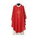 Chasuble in polyester with JHS, cross and wheat embroidery s6