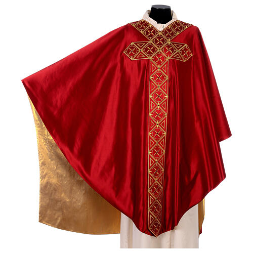 Chasuble gotique 100% pure soie broderie sur bande centrale 7