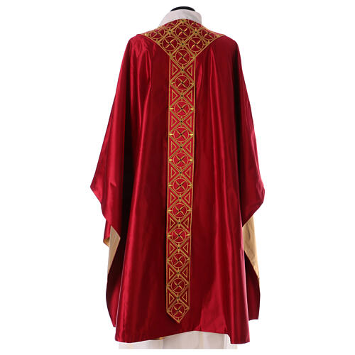 Chasuble gotique 100% pure soie broderie sur bande centrale 13