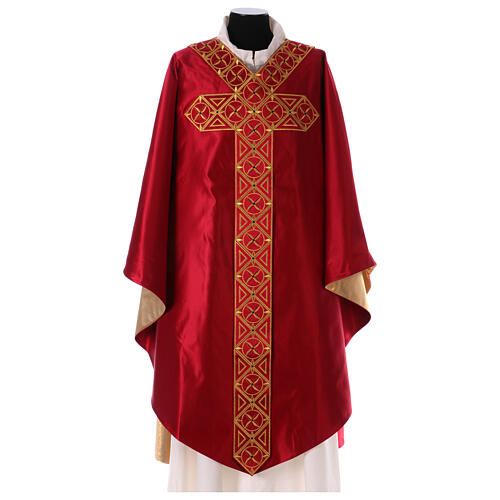 Pure Silk Medieval Gothic Chasuble with embroideries on orphrey 3