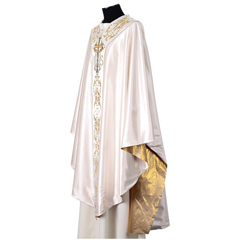 Medieval Chasuble in pure silk with floral embroidery on orphrey 8