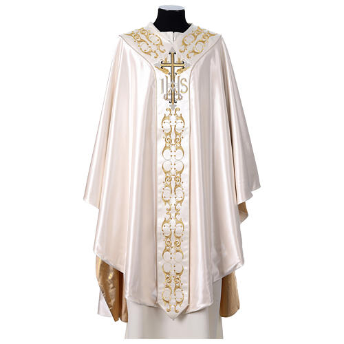 Pure Silk Medieval Chasuble with floral embroidery on orphrey 2