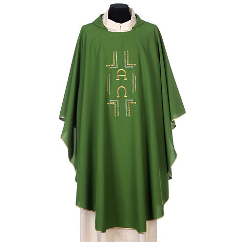 Chasuble in polyester with Alpha Omega symbol 3