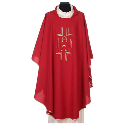 Chasuble in polyester with Alpha Omega symbol 4