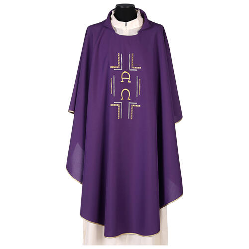 Chasuble in polyester with Alpha Omega symbol 7