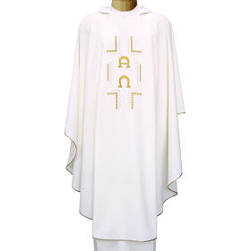 Chasubles: Chasuble 100% polyester symboles Alpha et Oméga