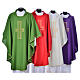 Liturgical chasuble in polyester with colored cross embroidery s1