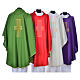 Liturgical chasuble in polyester with colored cross embroidery s2