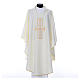 Liturgical chasuble in polyester with colored cross embroidery s4