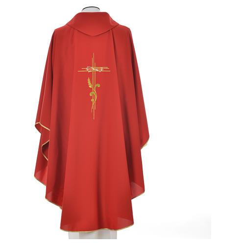 Liturgical Chasuble in polyester with JHS and wheat embroidery 8