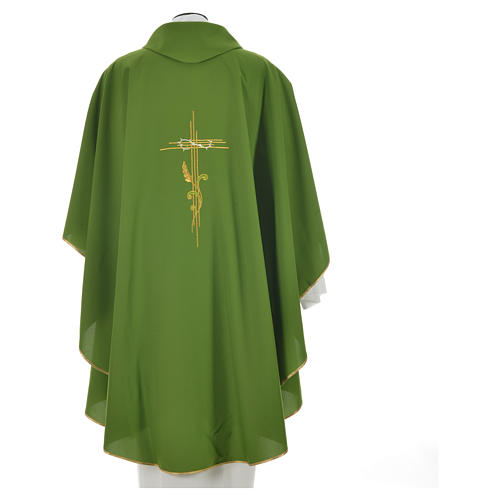 Liturgical Chasuble in polyester with JHS and wheat embroidery 10