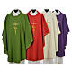 Liturgical Chasuble in polyester with JHS and wheat embroidery s1