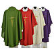 Liturgical Chasuble in polyester with JHS and wheat embroidery s2