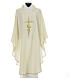 Liturgical Chasuble in polyester with JHS and wheat embroidery s5