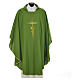 Liturgical Chasuble in polyester with JHS and wheat embroidery s9