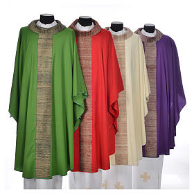 Chasubles: Chasuble 100% laine avec bande appliquée 100% soie