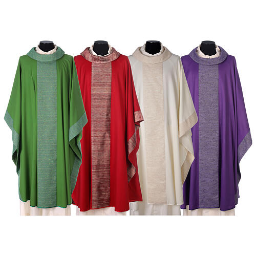 Catholic Chasuble in pure wool with orphrey in pure silk 1