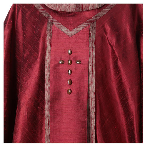 Chasuble in Shantung silk with sardonyx Agate stones in orphrey 2