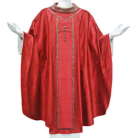 Chasubles: Chasuble 100% shantung avec bande appliquée et 7 pierres d'agate