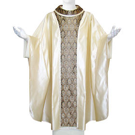 Chasubles: Chasuble 100% soie avec bande centrale et collet soie Jacquard