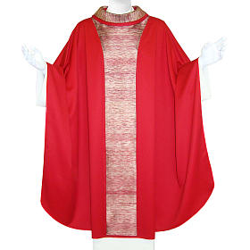 Chasubles: Chasuble 100% laine avec bande centrale et collet 100% soie