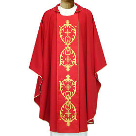 Chasuble in wool, double twisted yarn and embroidered galloon