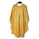 Gold Liturgical Chasuble with Chi-Rho, monstrance, wheat in wool and lurex s1
