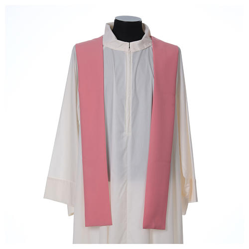 Pink Chasuble in wool and lurex with Chi-Rho, monstrance, wheat 5