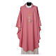 Pink Chasuble in wool and lurex with Chi-Rho, monstrance, wheat s1