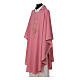 Pink Chasuble in wool and lurex with Chi-Rho, monstrance, wheat s3