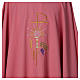 Pink Chasuble in wool and lurex with Chi-Rho, monstrance, wheat s4
