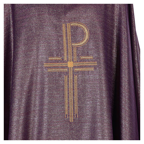 Chi-Rho Chasuble in 90% shiny pure new wool and 10% lurex. 2