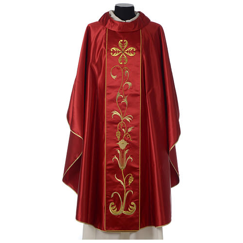 Chasuble in pure silk with hand-embroidered vine symbol 1