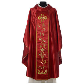 Pure Silk Chasuble with hand-embroidered vine symbol