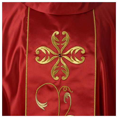 Pure Silk Chasuble with hand-embroidered vine symbol 2