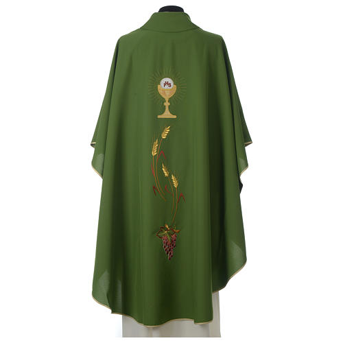 Ivory chasuble with Eucharist symbol in polyester Gamma 6