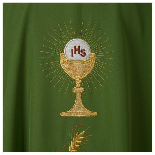 Ivory chasuble with Eucharist symbol in polyester Gamma 3