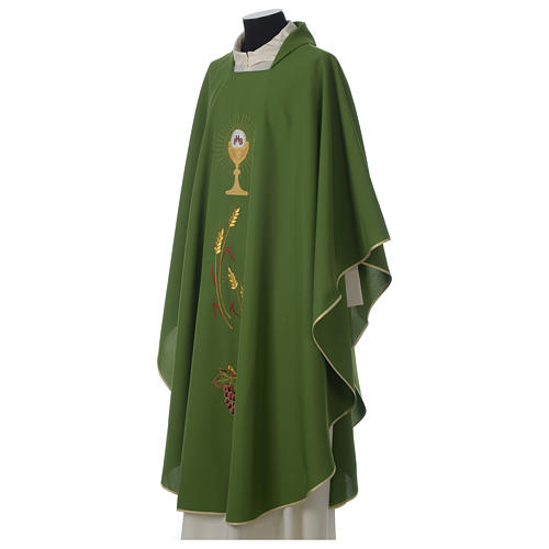 Ivory chasuble with Eucharist symbol in polyester Gamma 4